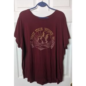 Old Navy T Shirt Womens Plus Red Cotton Any Way The Wind Blows